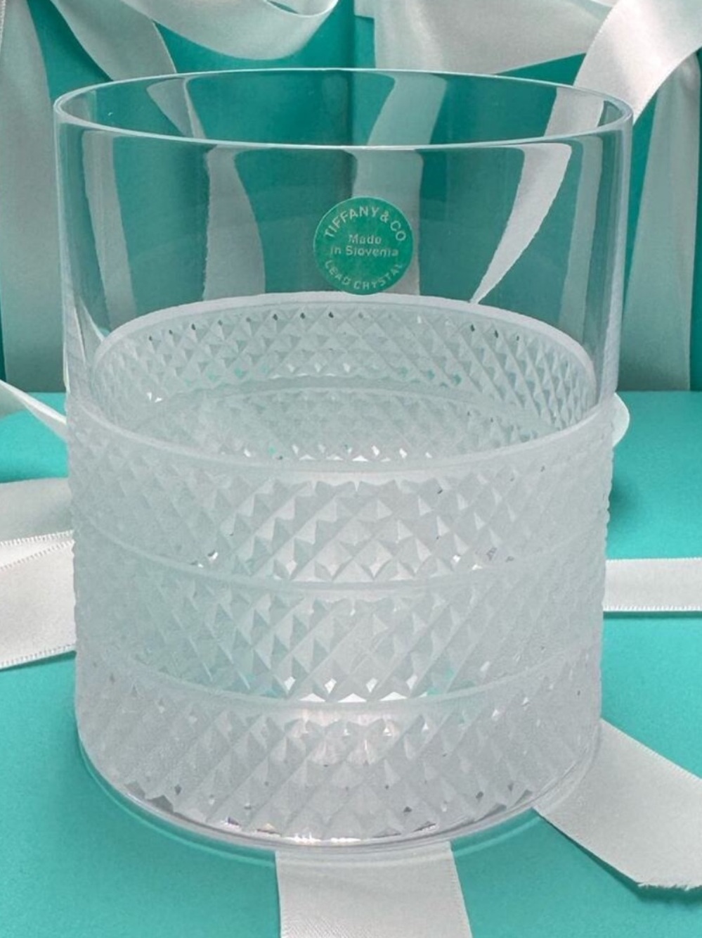 NEW - Tiffany & Co. Diamond Point Lead Crystal Glass One Double Old Fashioned 4” - Picture 9 of 10